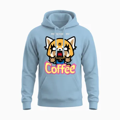 Aggretsuko I Need My Coffee Rage Unisex Hoodie - Light Blue