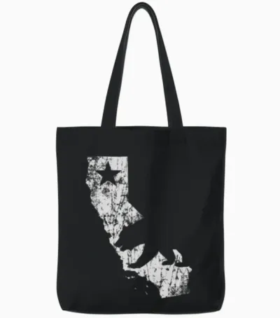 California State Bear Tote Bags - Black