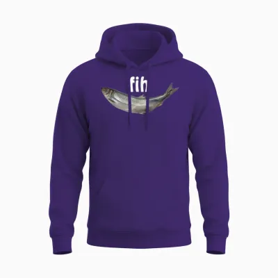 Fih Lustiger Falsch Geschriebener Fisch Meme Einfacher Humor Sarkastischer Witz Unisex Hoodie - Purple
