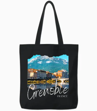 France Grenoble T-Shirt Haut De Gamme Tote Bags - Black