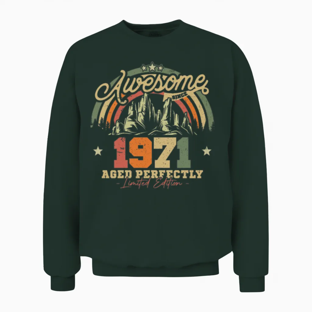 1971 Retro Anniversary - Couples & Matching Unisex Sweatshirt in Forest