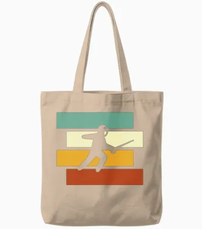Fencing Retro Tote Bags - Natural
