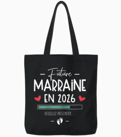 Future Godmother in 2026 - Announcement Pregnancy First Tote Bags - Black