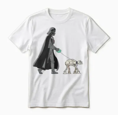 Star Wars Darth Vader the Dog Walker Meme Unisex T-Shirt - White