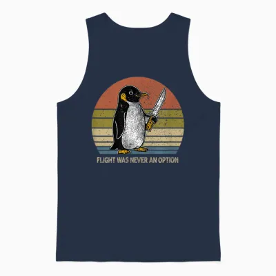 Penguin Flight Was Never an Option Funny Dark Humor Unisex Tank Top - Navy