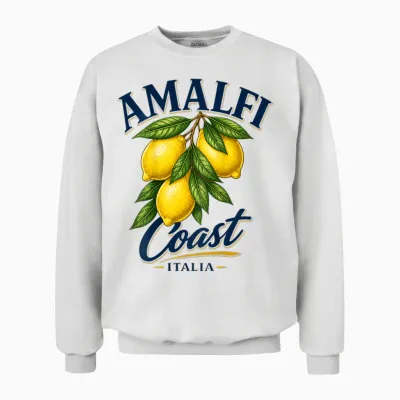 Amalfi Coast | Amalfiküste Limoncello Zitronen Backprint Unisex Sweatshirt - White