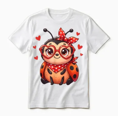 Cute Little Ladybird Hearts for Ladybird Lovers and Couples Unisex T-Shirt - White