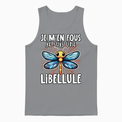 Je M'en Fous Je Suis Une Libellule - Sweet Dragonfly T-Shirt, Black, S Unisex Tank Top - Sport Grey