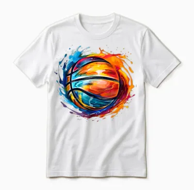 Basketball Ball in Beautiful Colourful Colours Basketball T-Shirt, Black Unisex T-Shirt - White