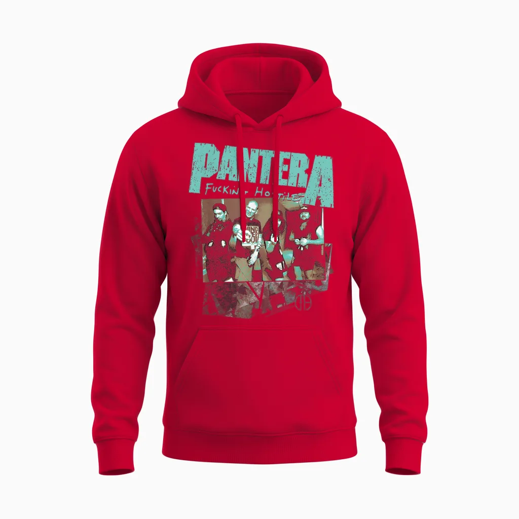 Official Pantera Hostile Retro Band Heavy Metal Vintage Unisex Hoodie in Red