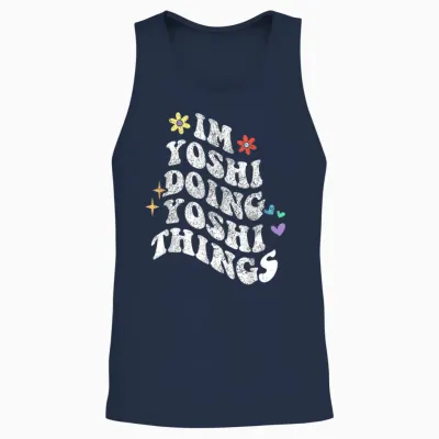 Retro Groovy Im Yoshi Doing Yoshi Things Funny Mother's Day T-Shirt, Black, S Unisex Tank Top - Navy
