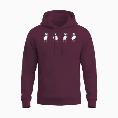 Puffin Alkenvögel Lunde T-Shirt, Black Unisex Hoodie - Maroon