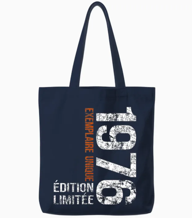 Vintage 1976 Gift 50 Years Man Birthday Humour Tote Bags in Navy