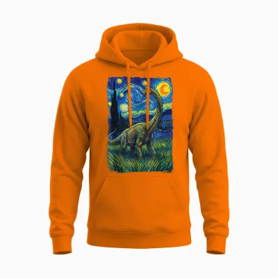 Brontosaure Nuit étoilée Apatosaure Unisex Hoodie - Safety Orange