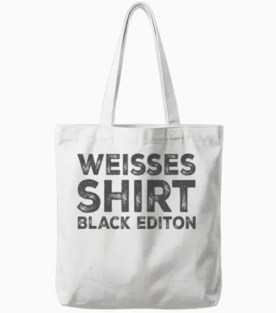 White Shirt Black Edition T-Shirt, Black, S Tote Bags - White