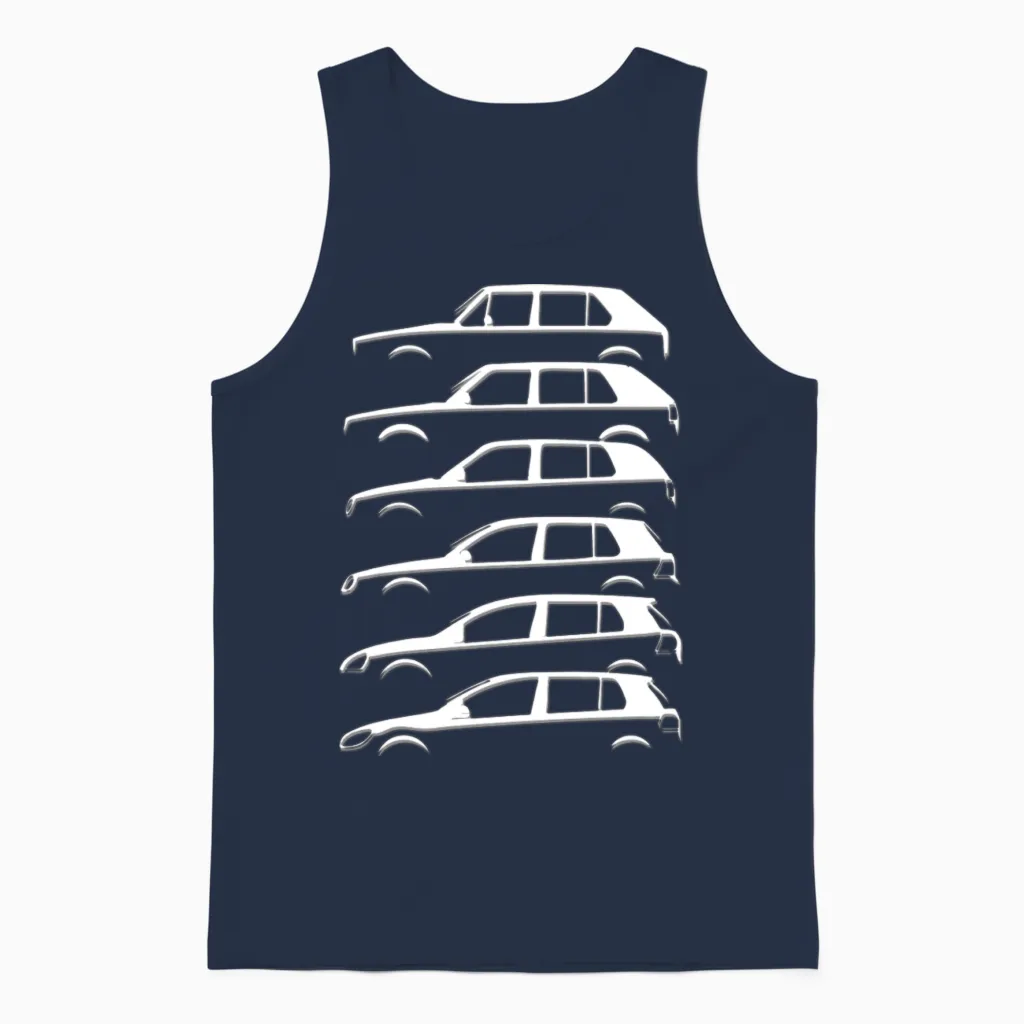 Volkswagen Vw Gti Evolution and Gti Lettering Unisex Tank Top in Navy