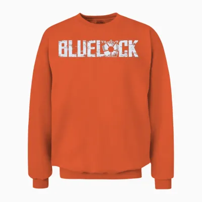 Blue Lock Official Epic Bold Distressed Glitch Chest Logo Unisex Sweatshirt - Orange
