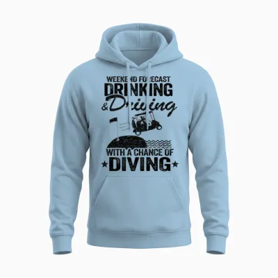 Drinking Driving Diving Beer Golf Cart Funny Unisex Hoodie - Light Blue