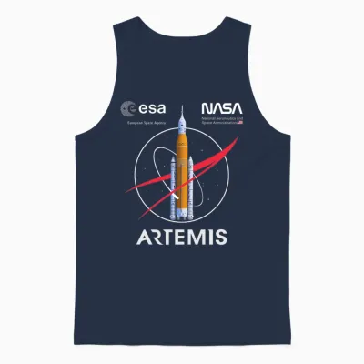 Nasa Artemis Mission Sls Worm and Esa Logo Langarmshirt Unisex Tank Top - Navy