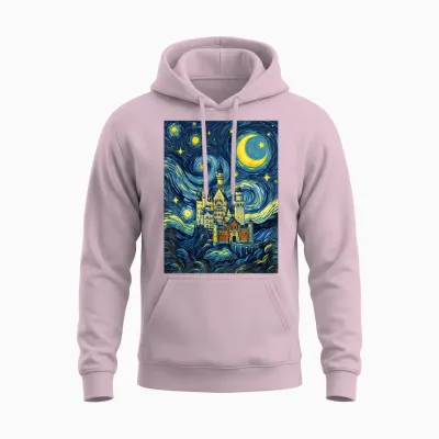 Château De Neuschwanstein Nuit étoilée Histoire De L'art Cadeau Unisex Hoodie - Light Pink