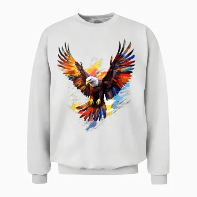 Eagle Painting Art Abstract Animal Colorful Graphic Eagle Unisex Sweatshirt - White