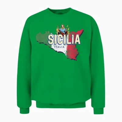 Sicile Et Drapeau Italie Carte Région Rétro Souvenir Vintage Unisex Sweatshirt - Irish Green