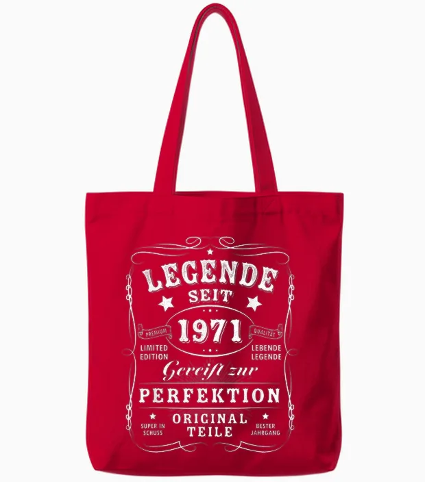 1971 Birthday Man 55th Decoration Funny 55s 55th Birthday Tote Bags in Red
