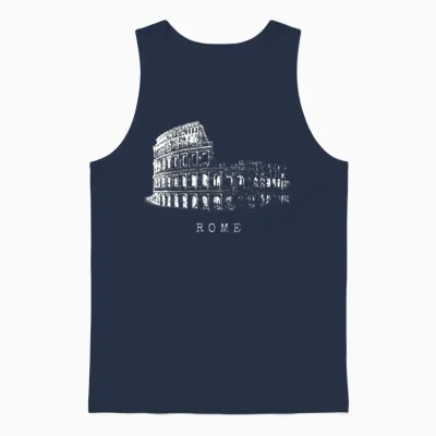 Rome Colosseum Vintage Skyline Italy Fan Love Roma Unisex Tank Top - Navy