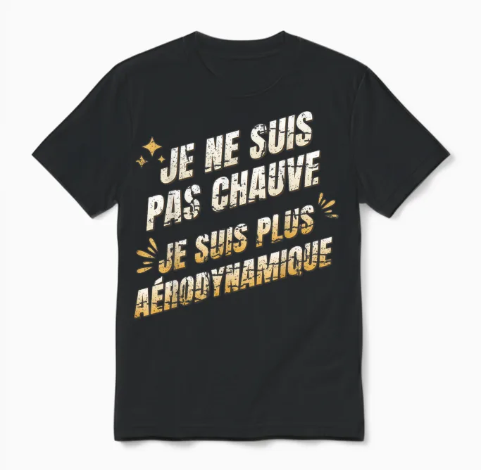 Je Ne Suis Pas Chauve Plus Aérodynamique - Humour Crâne Rasé Unisex T-Shirt in Black