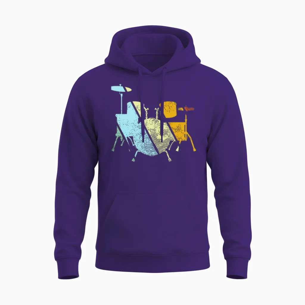 Drums Retro Unisex Hoodie in Purple