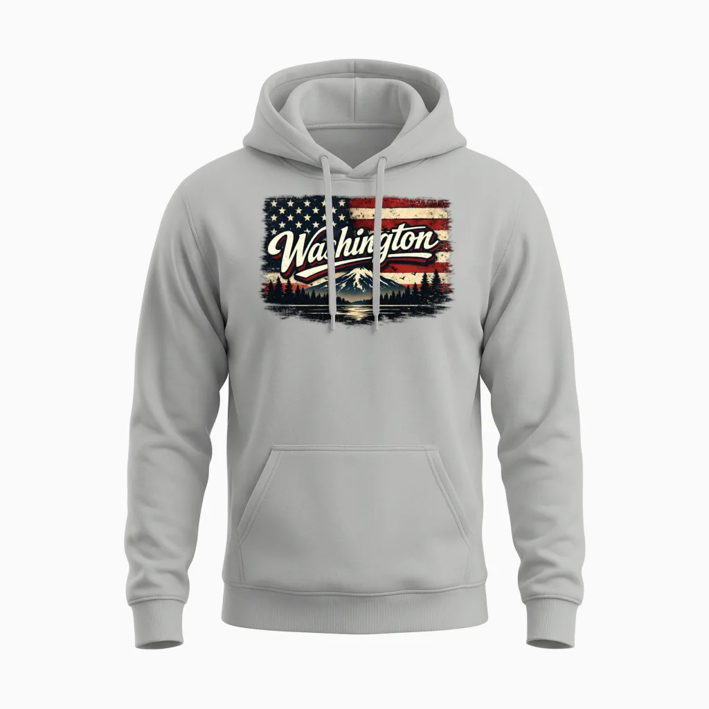 Retro Washington Unisex Hoodie in Ash