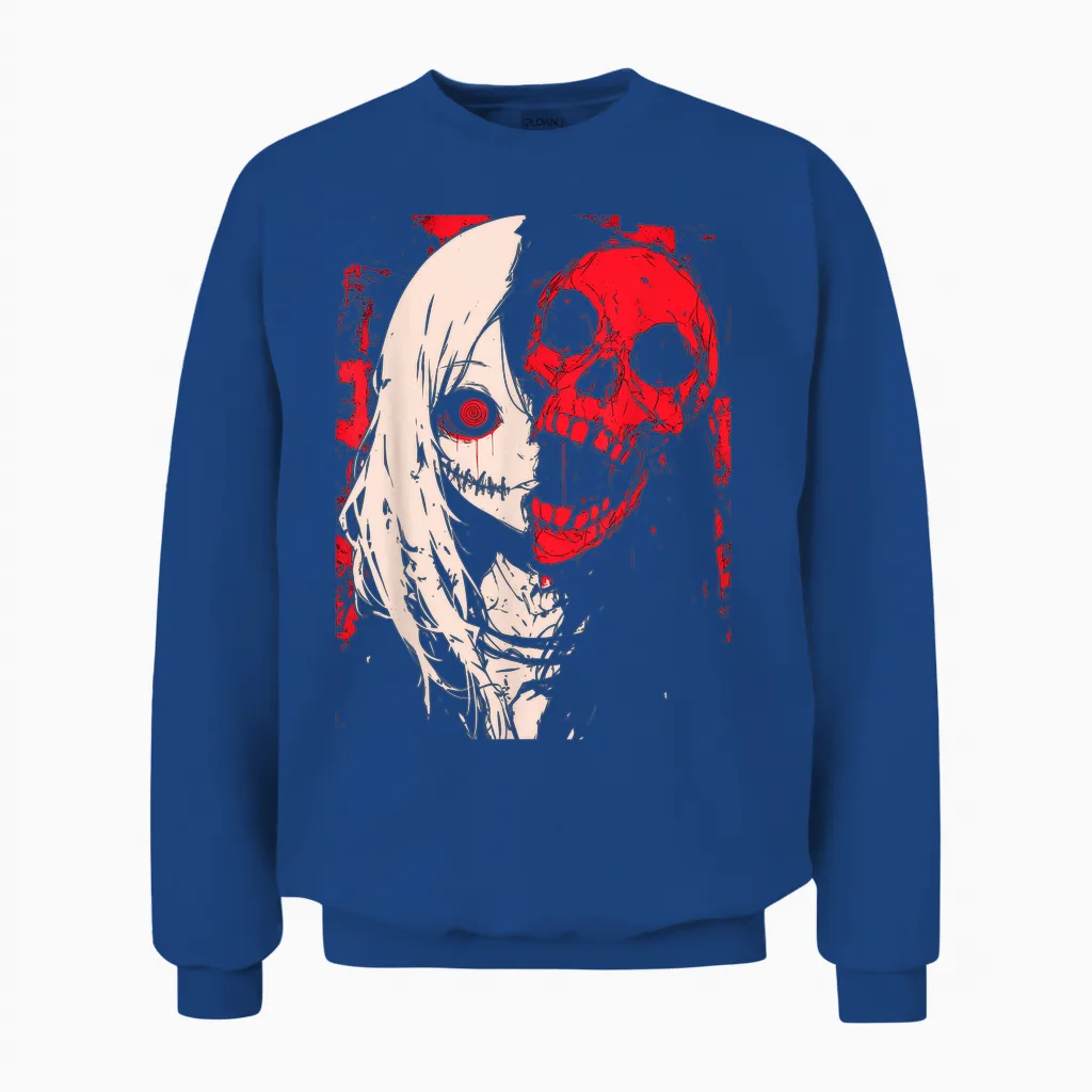 Horror Anime Manga | Japan Japanese Creepy Kawaii Goth T-Shirt, Black Unisex Sweatshirt in Royal