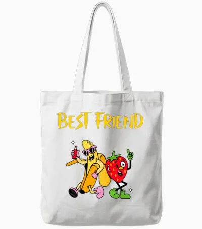 Banana Design Cartoon Tote Bags - White