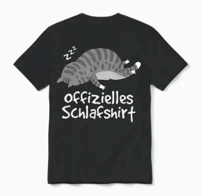 Offizielles Schlafshirt Katze Pyjama Lustig Cat Mom Geschenk Unisex T-Shirt - Black