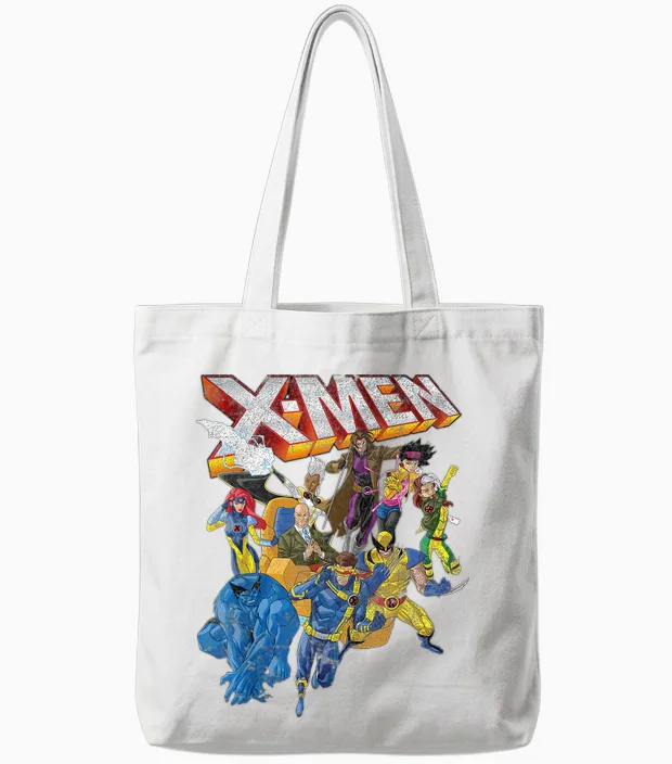 Marvel X-Men Vintage Group Shot Logo Tote Bags in White