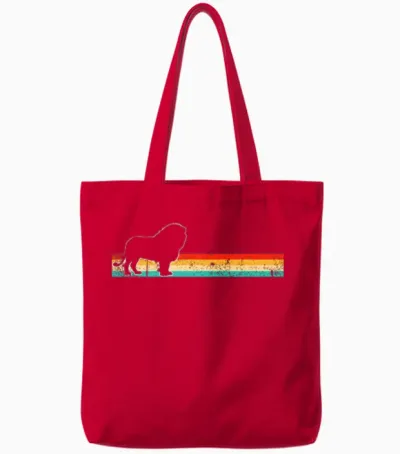 Lion Retro Tote Bags - Red