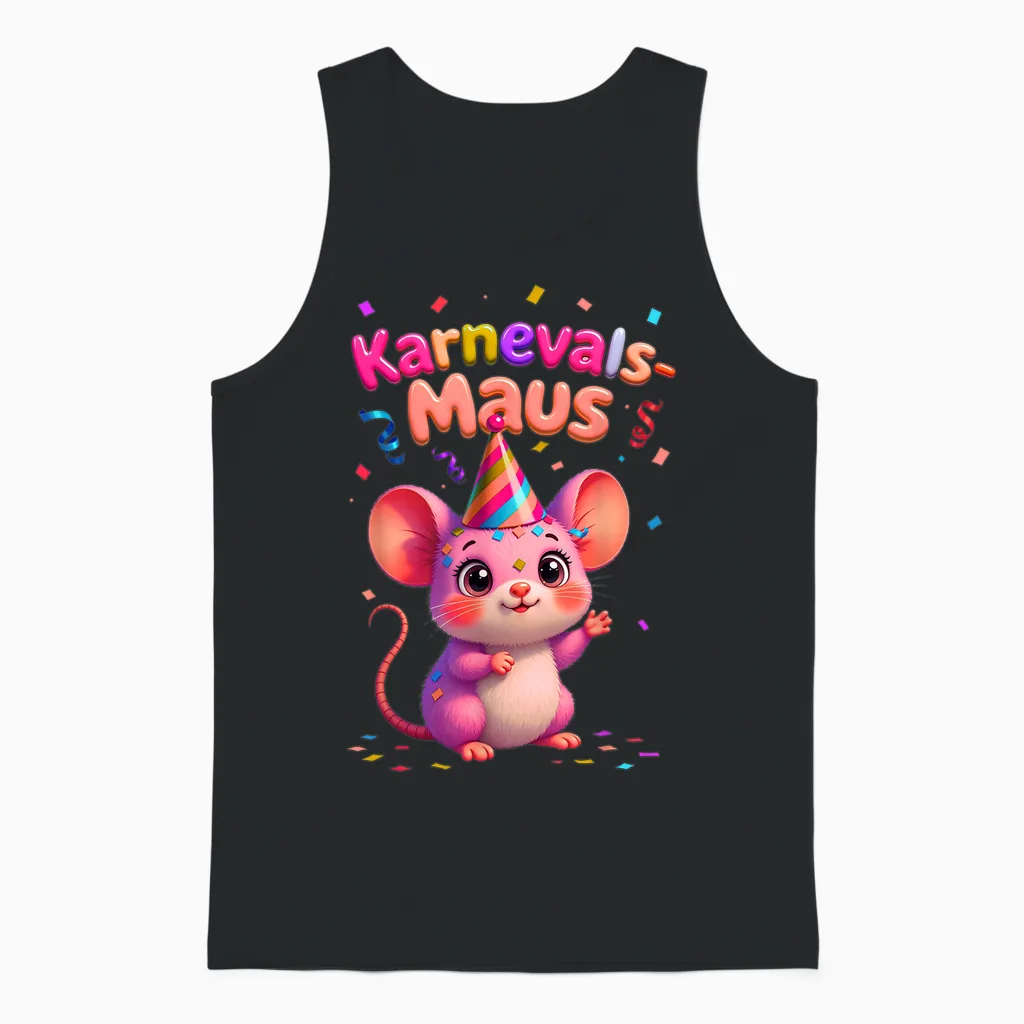 Carnival Mouse Cute Fancy Dress Motif for Women and Children Unisex Tank Top in Black