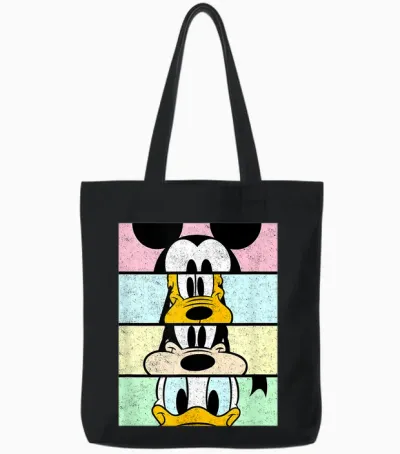 Disney Mickey and Friends Group Comic Panels Distressed Tote Bags - Black