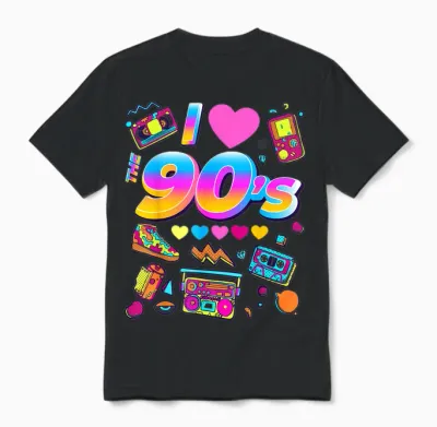 Cool 90's Music Party, 90s Retro Graphic Design Unisex T-Shirt - Black