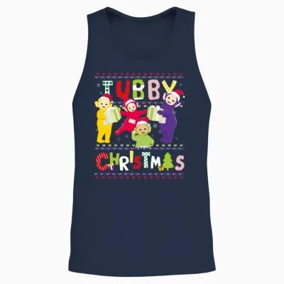 Teletubbies Tubby Christmas Ugly Christmas Design Unisex Tank Top - Navy