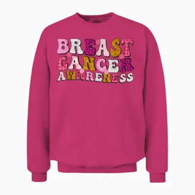 Groovy Breast Cancer Awareness Vintage Unisex Sweatshirt - Heliconia