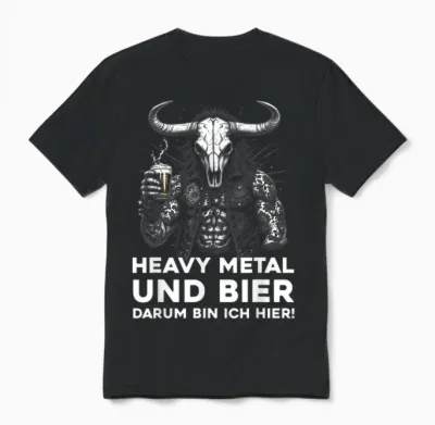 Heavy Metal Beer Outfit Hard Rock Design Rocker Rock Concert Unisex T-Shirt - Black