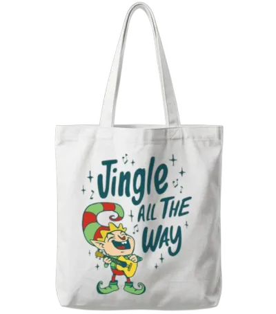 Funny Christmas Elf Tote Bags - White