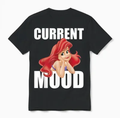 Disney the Little Mermaid Ariel Current Mood Unisex T-Shirt - Black
