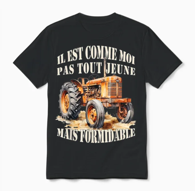 Tractor Farmer Great Gift Old Tractor Humor T-Shirt, Black Unisex T-Shirt in Black