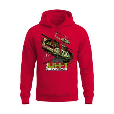 Bell Uh-1 Iroquois Helicopter Unisex Hoodie - Red