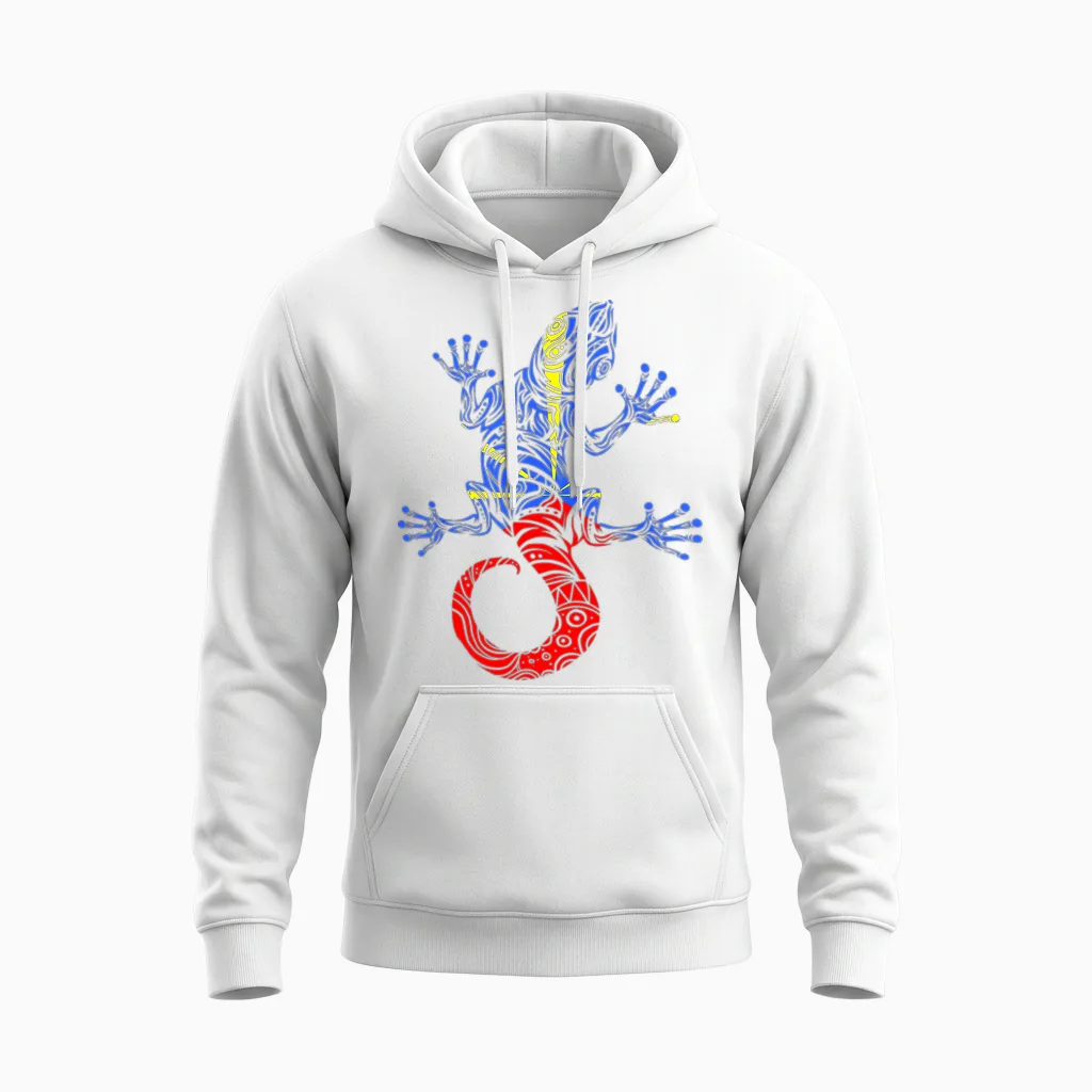 Margouillat Reunionnais Flag Reunion Island T-Shirt, Black, S Unisex Hoodie in White