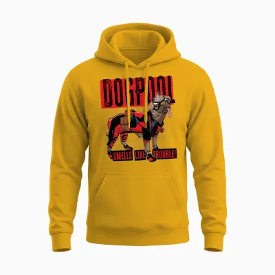 Marvel Studios Deadpool & Wolverine Dogpool Smells Trouble T-Shirt, Black, S Unisex Hoodie - Gold