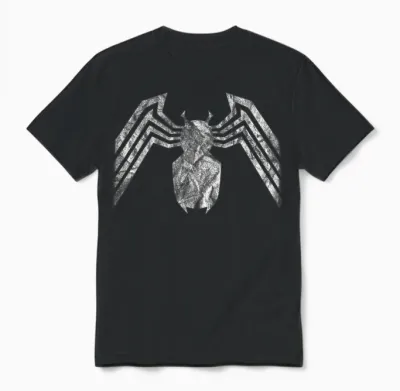 Marvel Venom Emblem White T-Shirt, Black Unisex T-Shirt - Black
