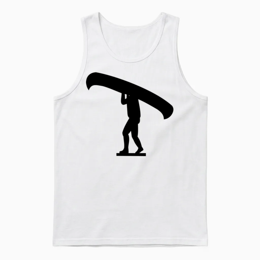 Man Carrying Canoe Unisex Tank Top in White
